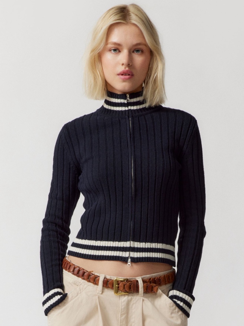 Urban Outfitters BDG Ribbed Zip Up Knit Cardigan